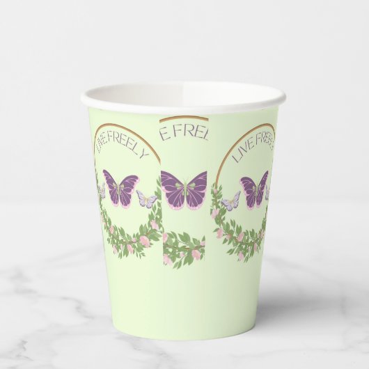 ライブ自在バタフライフローラ王室のデザインカップ 紙コップ (左)