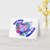 ライブ退職したラリアアートレトロブルーハート カード (黄色い花)