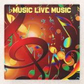 ライブ音楽のスローガンカラフル ガラスコースター (正面)