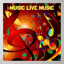ライブ音楽のスローガンカラフル ポスター