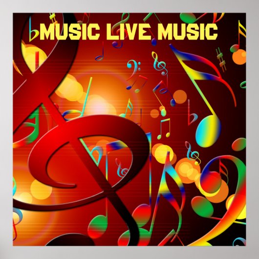 ライブ音楽のスローガンカラフル ポスター (正面)