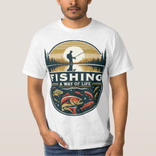 ライブ魚釣りライフスタイル、Passion for Anglers Tシャツ