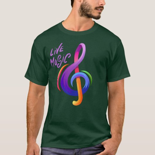 ライブ・ミュージック ミュージック・アート Tシャツ 少年 (正面)