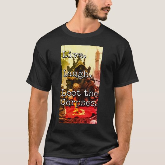 ライブ・ラフ・略奪 戦士の王座 スカル デコ 燃焼 Tシャツ (正面)