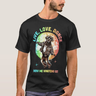 ライブ ラブ ダンス ディスコ ラブラドール レトリバー レトロ ダンサー Tシャツ