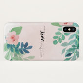 ライブ、愛、笑いボホフローラ水色デザイン Case-Mate iPhoneケース (裏面(横))