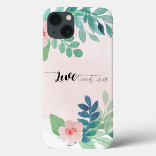 ライブ、愛、笑いボホフローラ水色 iPhone 13ケース