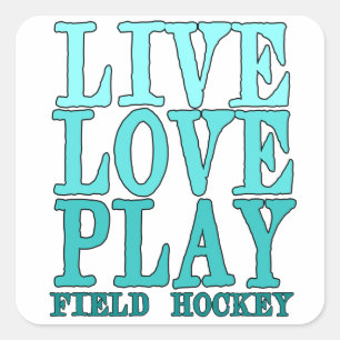ライブ、愛、遊- Field Hockey スクエアシール