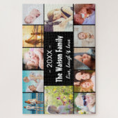 ライブ、笑い、愛の家族の写真コラージュ ジグソーパズル (縦)