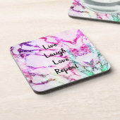 ライブ、笑い、愛、リピート懸命プラスチックのコースター コースター (左側)