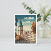 ライプチヒドイツアートヴィンテージトラベルイラストレーション ポストカード (スタンド正面)
