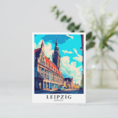 ライプチヒドイツアートヴィンテージトラベルイラストレーション ポストカード (スタンド正面)
