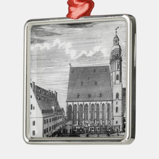 ライプチヒ1723年のセントトーマスの教会そして学校 メタルオーナメント (左)