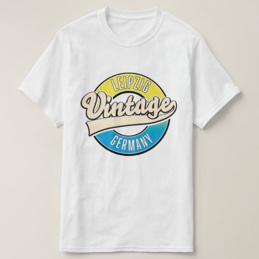 ライプツィヒのビンテージスタイルロゴ。 Tシャツ (デザイン正面)