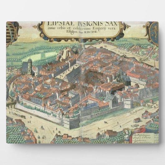 ライプツィヒの地図, 'Civitates Orbis Terrarum'より フォトプラーク (正面)