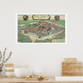 ライプツィヒの地図， 'Civitates Orbis Terrarum'より ポスター (キッチン)