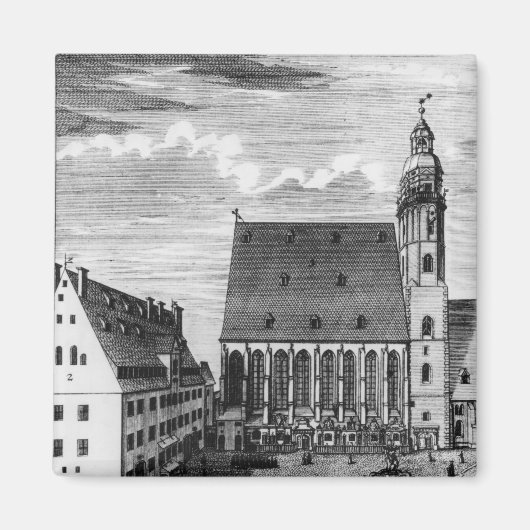 ライプツィヒの聖トマス教会と学校， 1723 マグネット (正面)