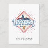 ライプツィヒドイツザクセンレトロスカイラインヴィンテージ シーズンポストカード (正面)