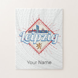 ライプツィヒドイツザクセンレトロスカイラインヴィンテージ ジグソーパズル