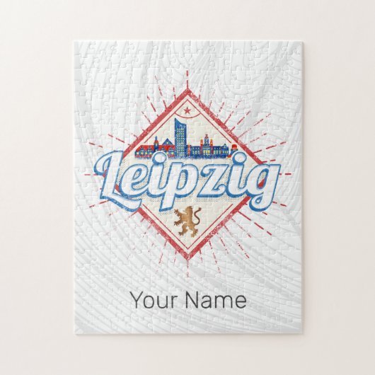 ライプツィヒドイツザクセンレトロスカイラインヴィンテージ ジグソーパズル (縦)
