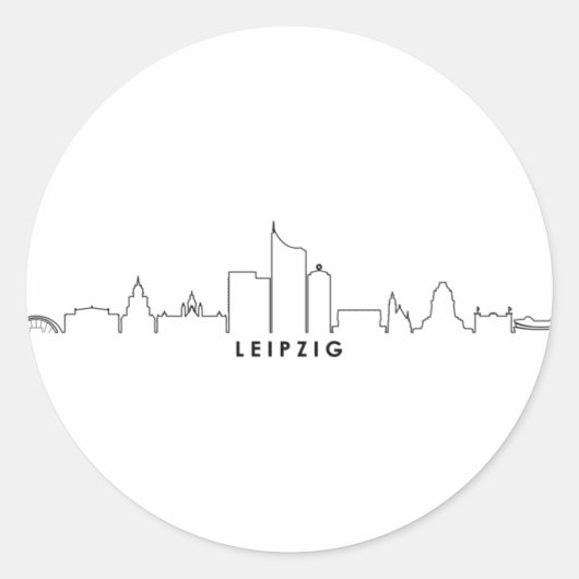ライプツィヒドイツシティスカイラインシルエット ラウンドシール (正面)