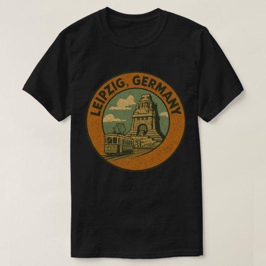 ライプツィヒ ドイツ シティ アート Tシャツ (デザイン正面)