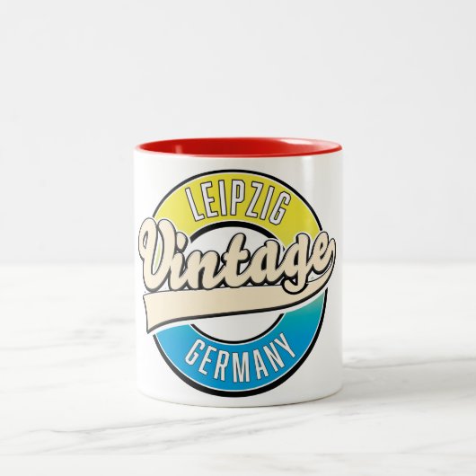 ライプツィヒ ヴィンテージ スタイル ロゴ ツートーンマグカップ (中央)