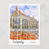 ライプツィヒGermany旅行水の色の手描き ポストカード (正面)
