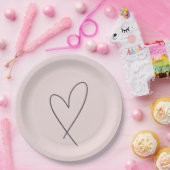 ライミニマルンエレガントアートハート結婚の赤面ピンク ペーパープレート (パーティー)