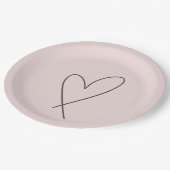 ライミニマルンエレガントアートハート結婚の赤面ピンク ペーパープレート (アングル)