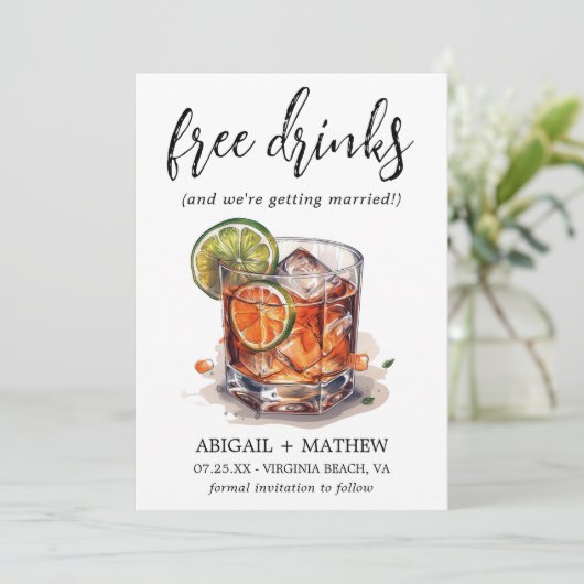 ライムおもしろいウイスキーのカクテル飲料フォトズ結婚ー セーブザデート (スタンド正面)