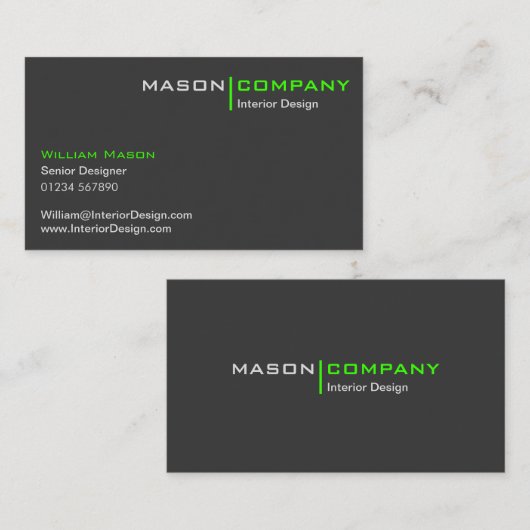 ライムおよびグレーミニマル企業の名刺 名刺 (正面/裏面)