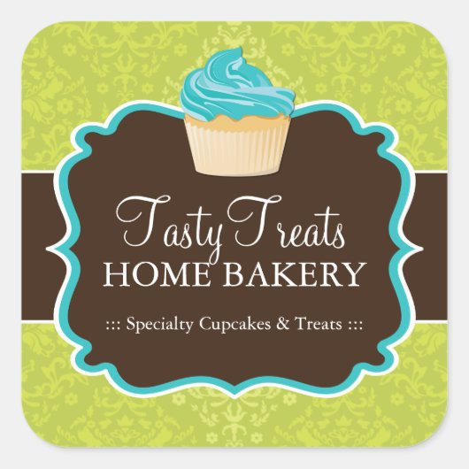 ライムおよびターコイズベーカリー包装シール スクエアシール (正面)