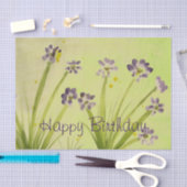 ライムかわいらしグリーン及び紫色の花ティッシュペーパー 薄葉紙 (クラフト)