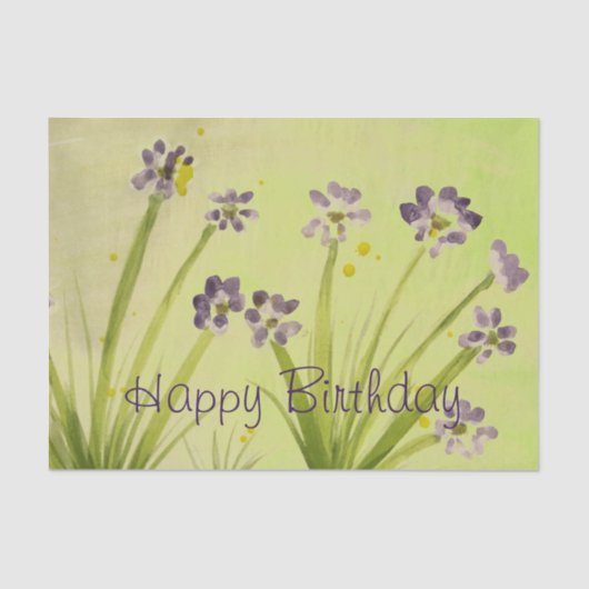 ライムかわいらしグリーン及び紫色の花ティッシュペーパー 薄葉紙 (正面)