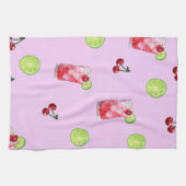 ライムさくらんぼカクテルピンク キッチンタオル (横)