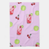 ライムさくらんぼカクテルピンク キッチンタオル (縦)