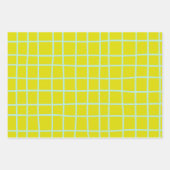 ライムとアクア抽象芸術のグリッド線のパターン ラッピングペーパーシート (正面3)