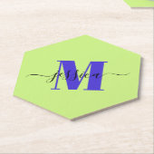 ライムとパープルモノグラムパーソナライズされたコースター ペーパーコースター (アングル)