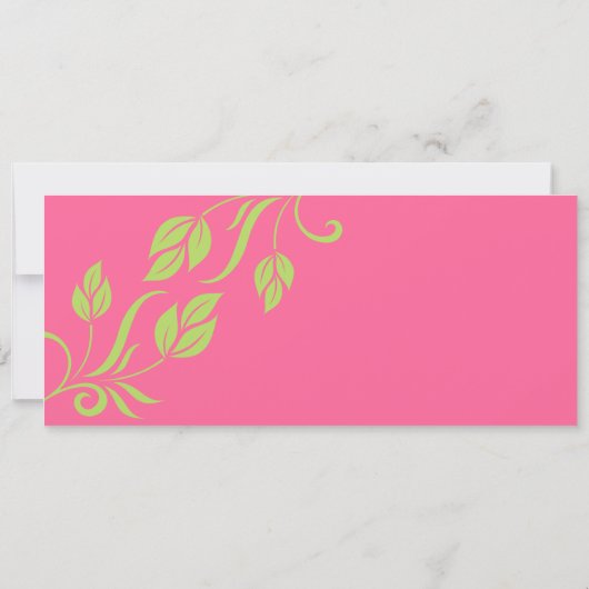 ライムとピンクのフローラ葉結婚式招待状 招待状 (裏面)