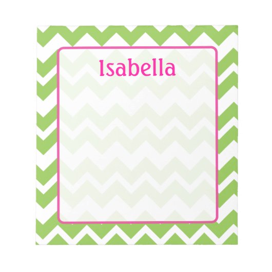 ライムとピンクシェブロンジグザグメモ帳 ノートパッド (正面)