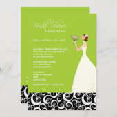 ライムとブラックブライダルシャワー招待状 招待状 (正面/裏面)