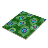 ライムとブルーピーコックフェザーのエメラルドグリーン タイル (側面)