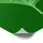 ライムとブルーピーコックフェザーオンエメラルドグリーン ポスター (角)