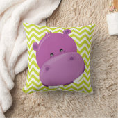 ライムとホワイトシェブロンパープルヒッポピロー クッション (ブランケット)