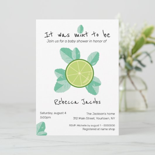 ライムとミントベビーシャワー招待状 招待状 (スタンド正面)