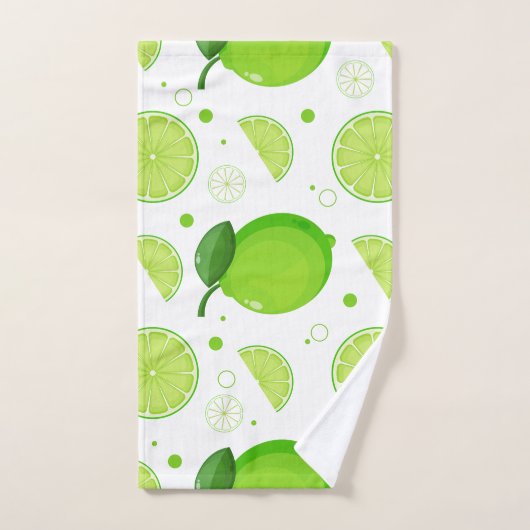 ライムとライムスライスパターン ハンドタオル (ハンドタオル)