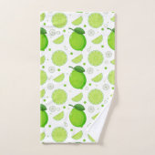 ライムとライムスライスパターン バスタオルセット (ハンドタオル)