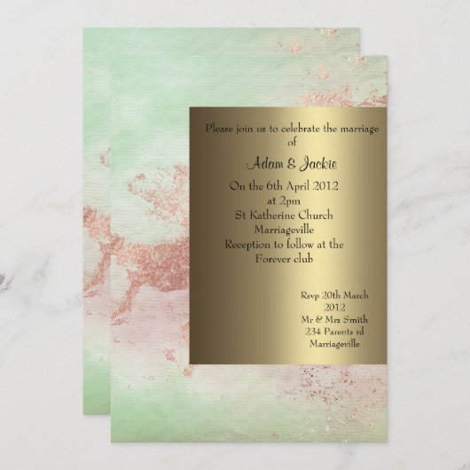 ライムと地球の色の結婚式招待状新しいdesi 招待状 (正面/裏面)