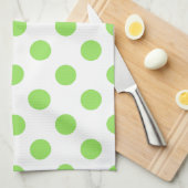 ライムと白水玉模様 キッチンタオル (四つ折り)